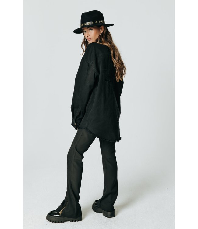 Colourful Rebel Fallon Zipper Slit Flare Pants