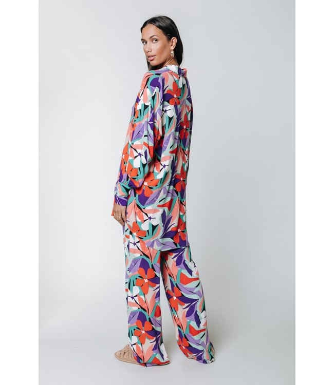 Colourful Rebel Talia Big Flower Oversized Boyfriend Blouse