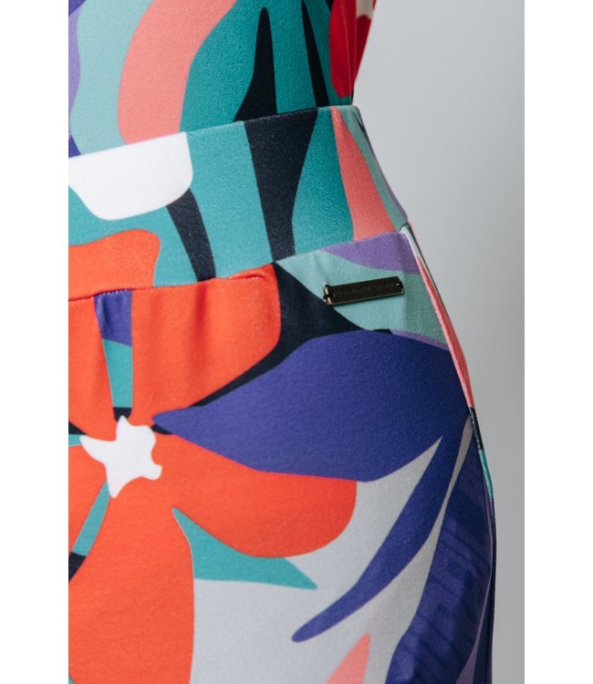 Colourful Rebel Big Flower Peached Flare Pants