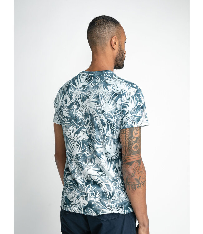 Petrol Men Flower T-Shirt SS V-Neck