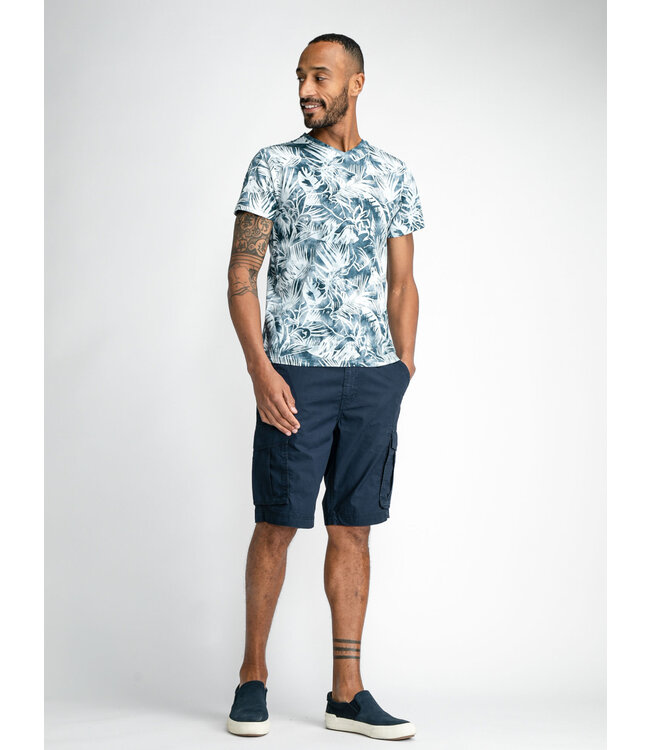 Petrol Men Flower T-Shirt SS V-Neck