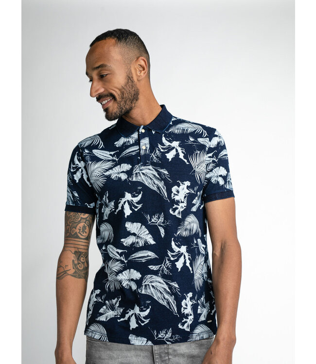 Petrol Men Flower Polo Short Sleeve