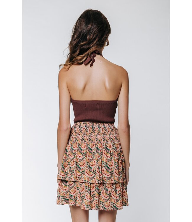 Colourful Rebel Daphne Graphic Fan Two Layer Mini Skirt