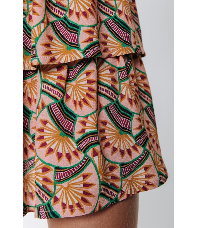 Colourful Rebel Daphne Graphic Fan Two Layer Mini Skirt