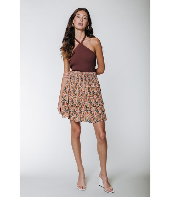 Colourful Rebel Daphne Graphic Fan Two Layer Mini Skirt