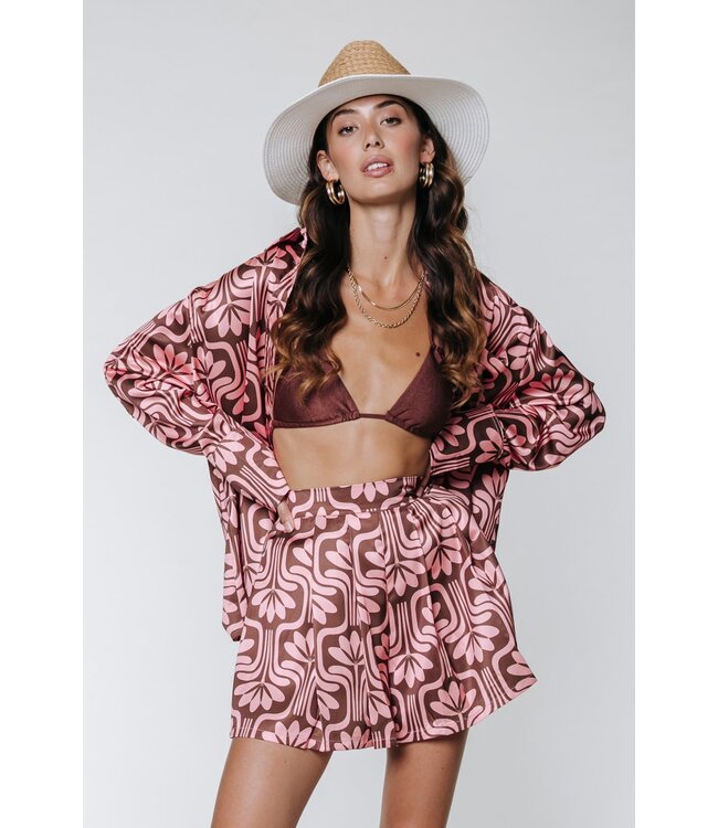 Colourful Rebel Kendall Retro Flower Satin Short