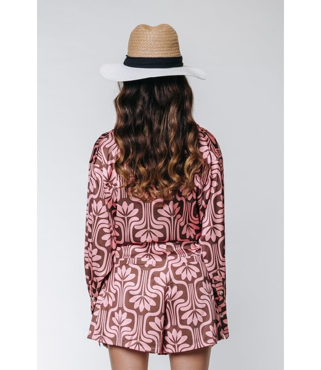 Colourful Rebel Kendall Retro Flower Satin Short