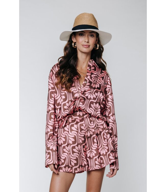 Colourful Rebel Kendall Retro Flower Satin Short