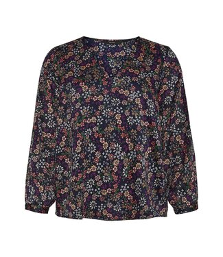 VERO MODA CURVE VMGAJA LS V-NECK TOP - K CURVE NAVY BLAZER PINK