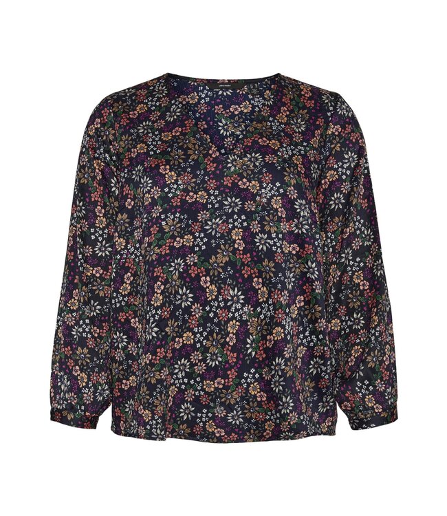 VERO MODA CURVE VMGAJA LS V-NECK TOP - K CURVE NAVY BLAZER PINK