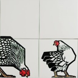 Frisiantiles Art deco tegeltableau kippen