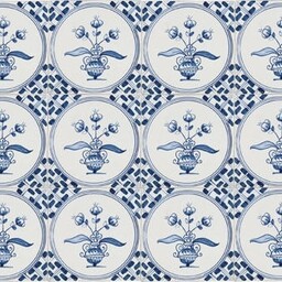 Frisiantiles Tegels bloempotjes in meandercirkel