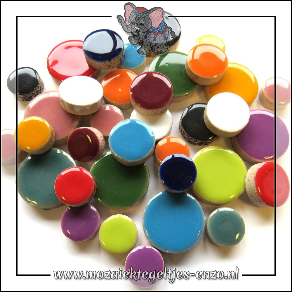 Keramiek Discs Normaal | 12-15-20 mm | Gemixte Kleuren | 50 gram | Mixed Colours