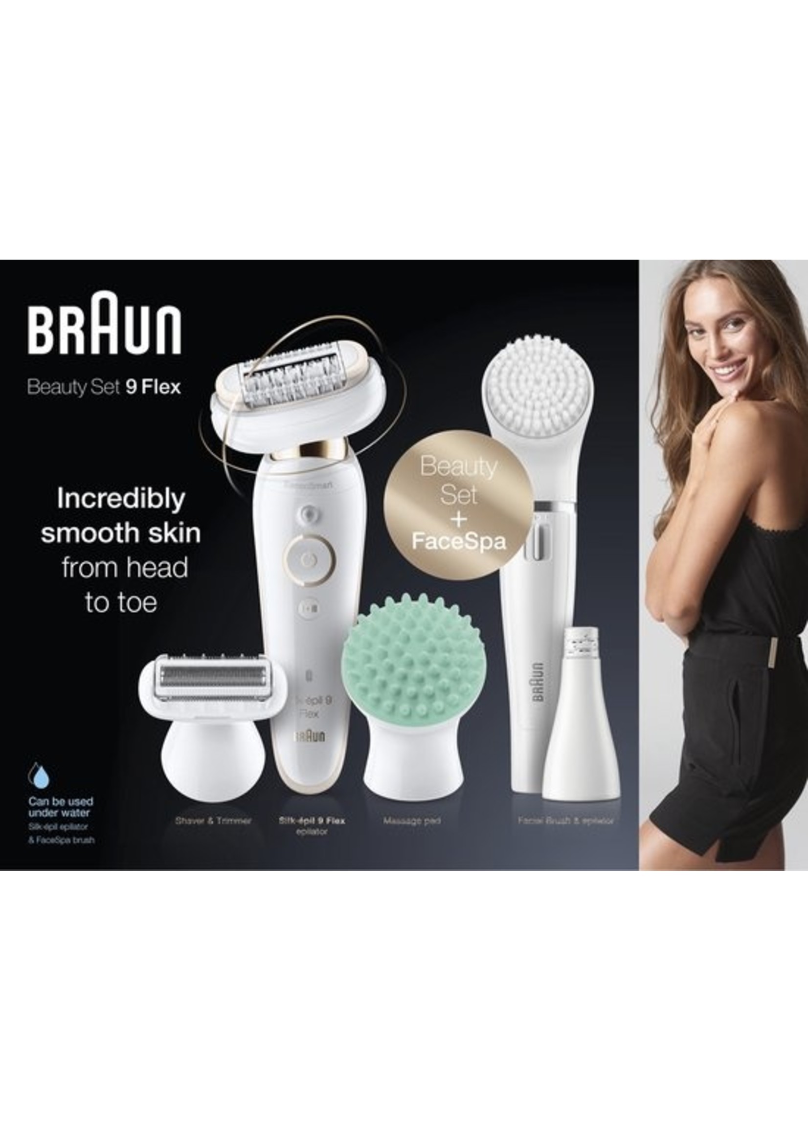 Braun Braun Silk-épil 9 Flex 9-300 Beautyset - Met Flexibele Kop Voor Ontharen, Wit/Goud