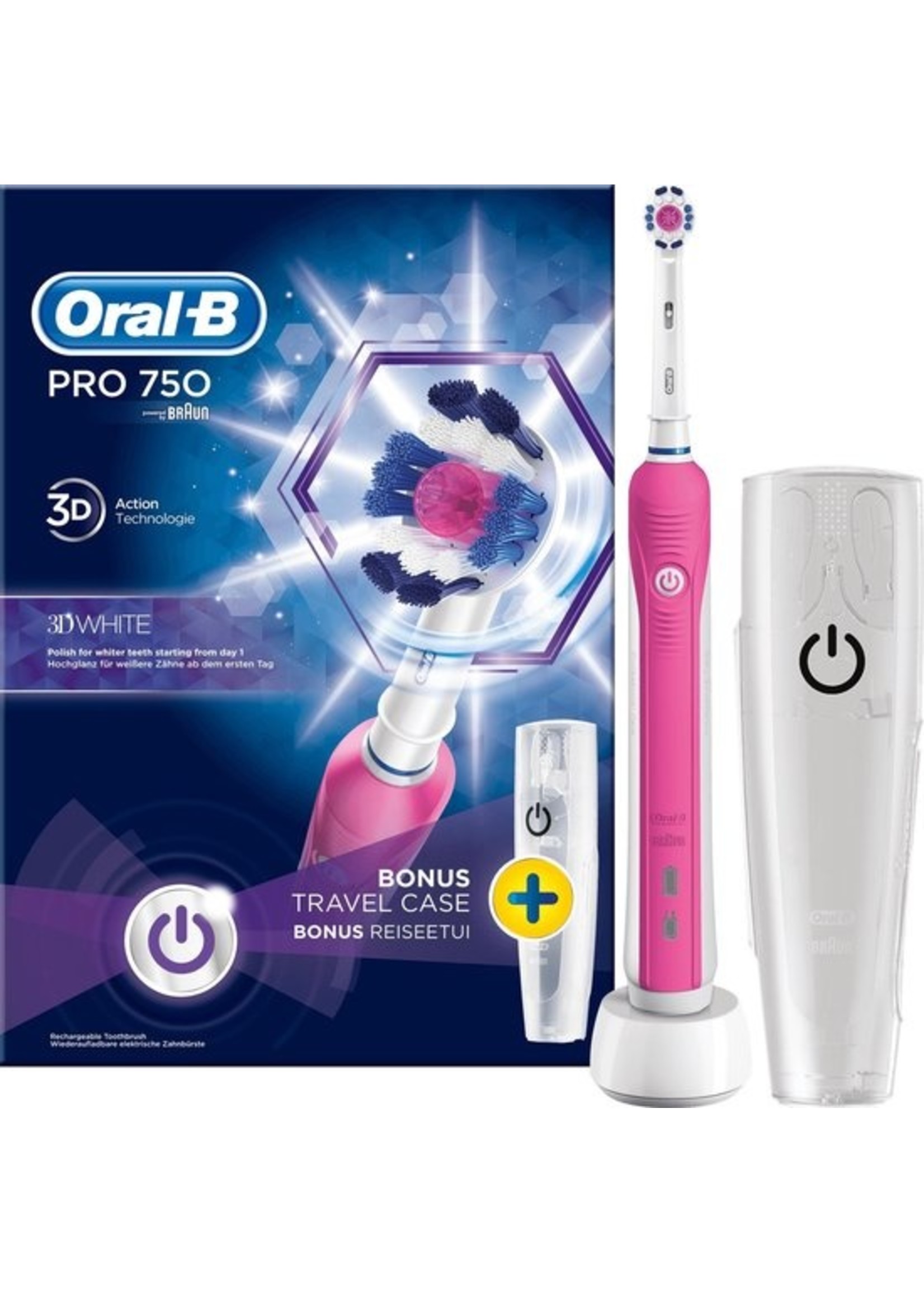 Oral-B Oral-B PRO 750 - 3DWhite - Elektrische Tandenborstel - Inclusief Reisetui