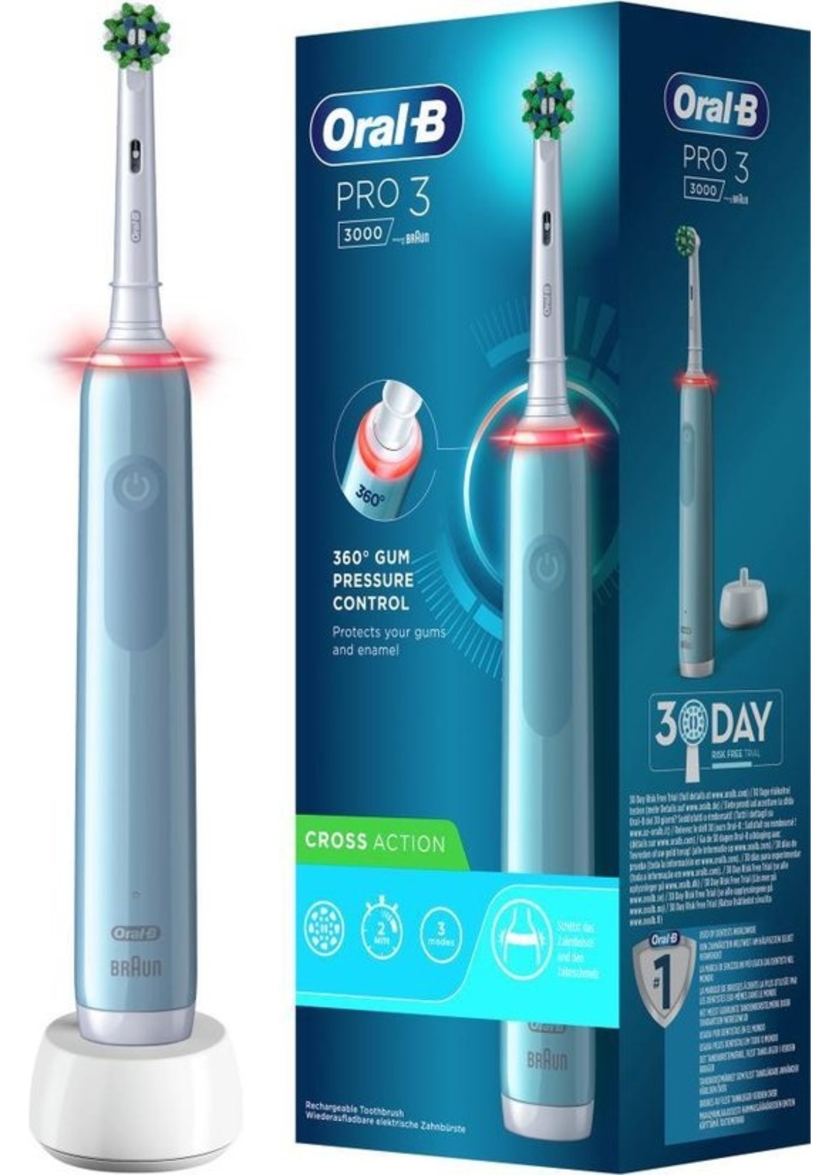 Oral-B Oral-B Pro 3 - 3000 - Elektrische Tandenborstel - Ontworpen Door Braun - Blauw