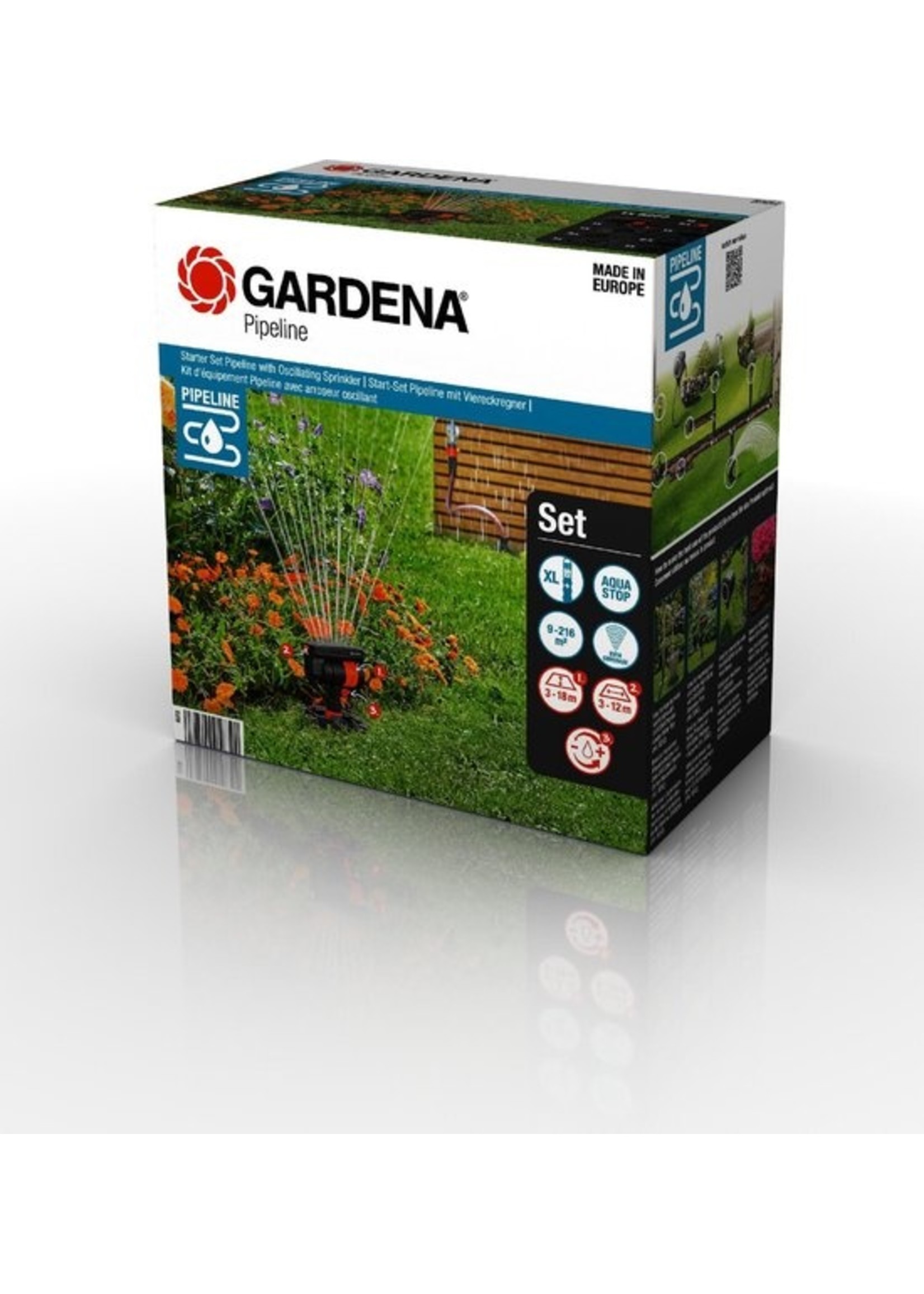 Gardena GARDENA Complete Pipeline Startset met zwenksproeier - flexibel oppervlaktes van 9 tot 216 m²