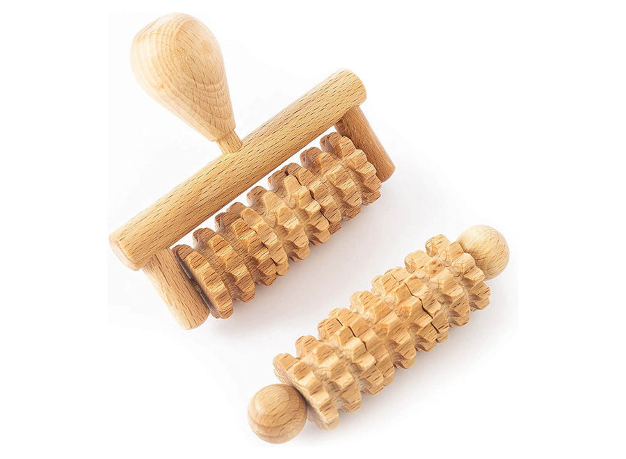 Körpermassage-Set aus Holz Derma Roller