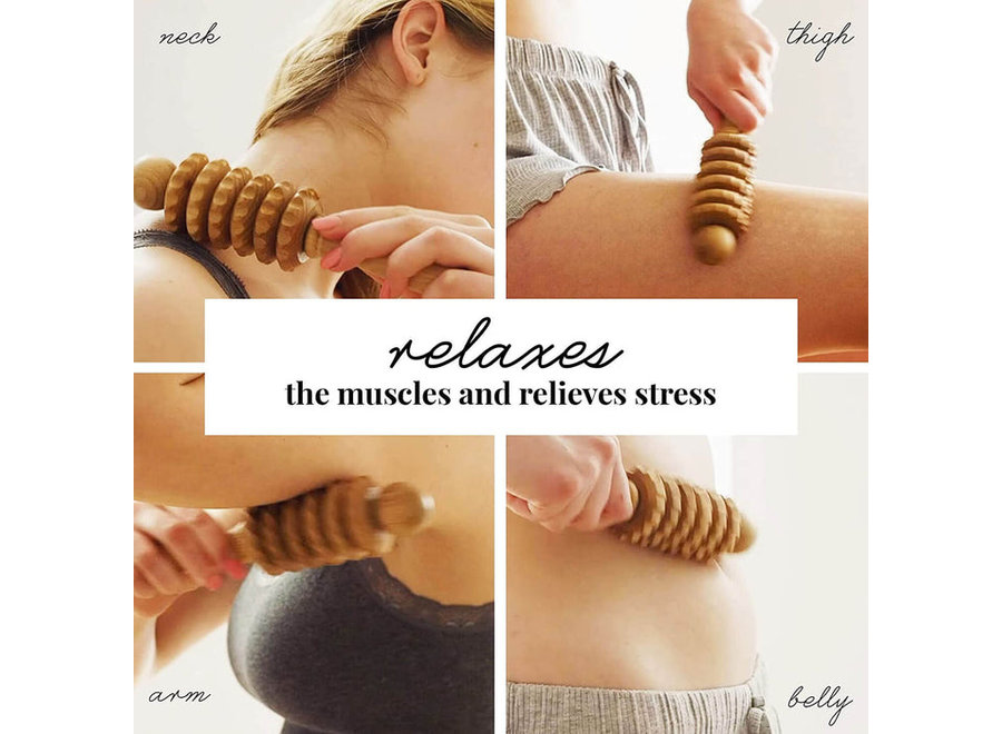 Tuuli Accessories Back Massage Muscle Roller Tool Massager for Neck Shoulder Arms Legs Body Wooden