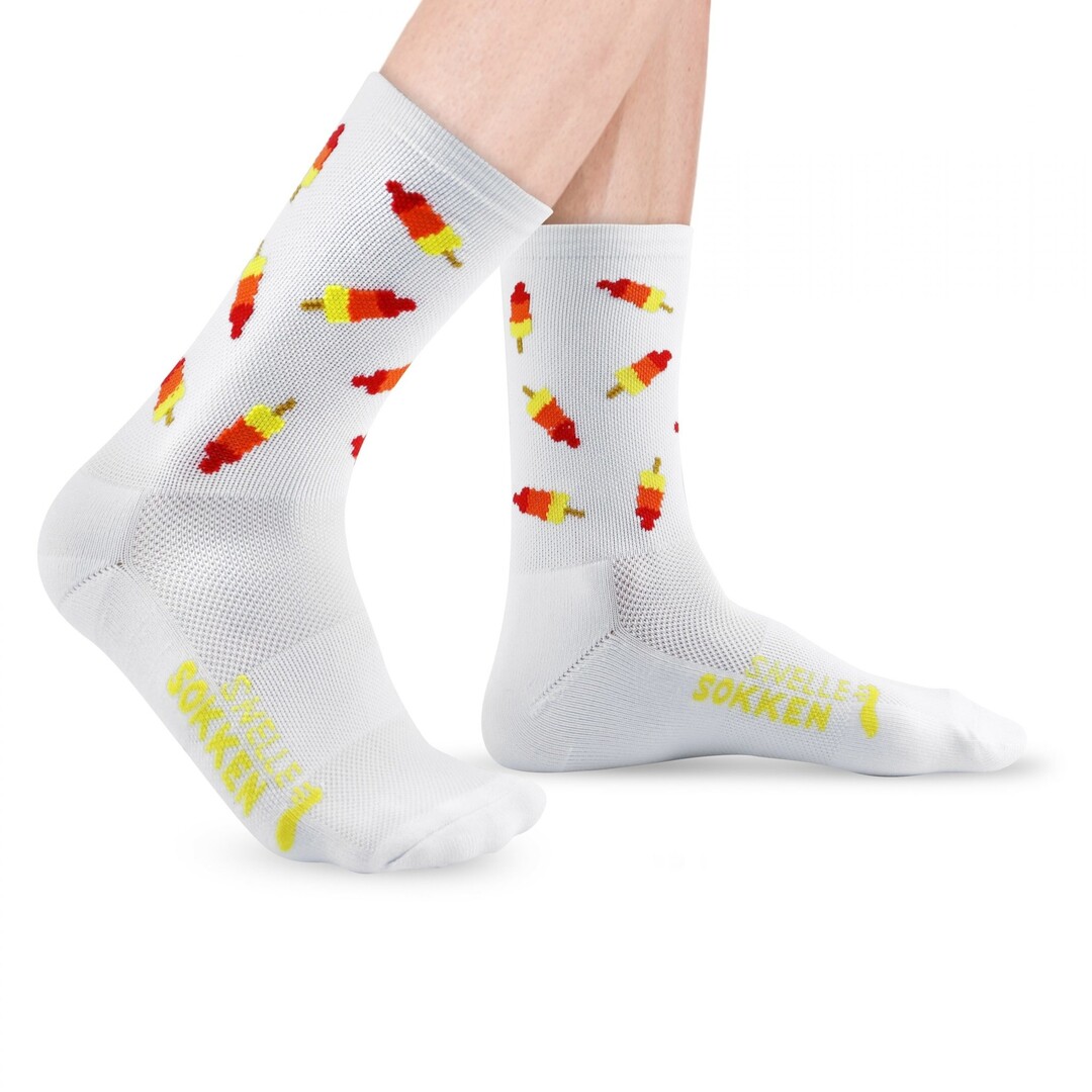 Snelle Sokken Hardloopsokken - Ice cream print - Wit