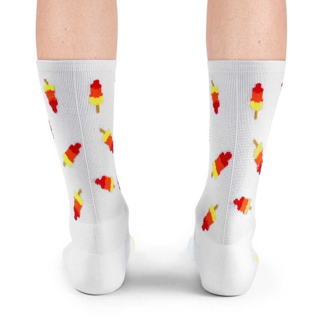 Snelle Sokken Hardloopsokken - Ice cream print - Wit