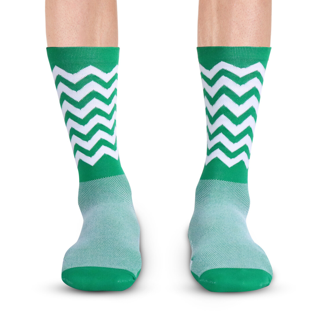 Snelle Sokken Fietssokken - Wave print - Groen