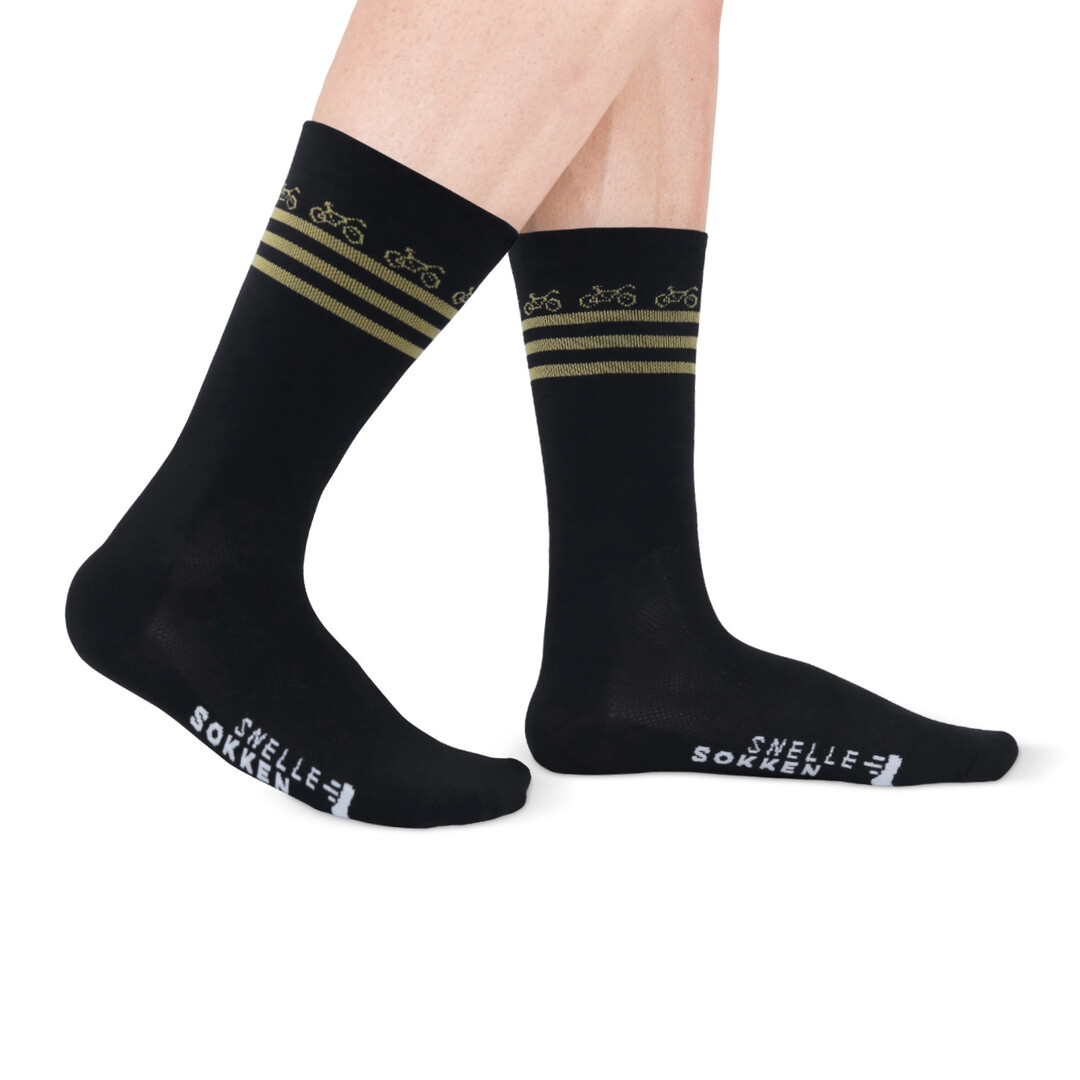 Snelle Sokken Fietssokken - Stripe print - goud