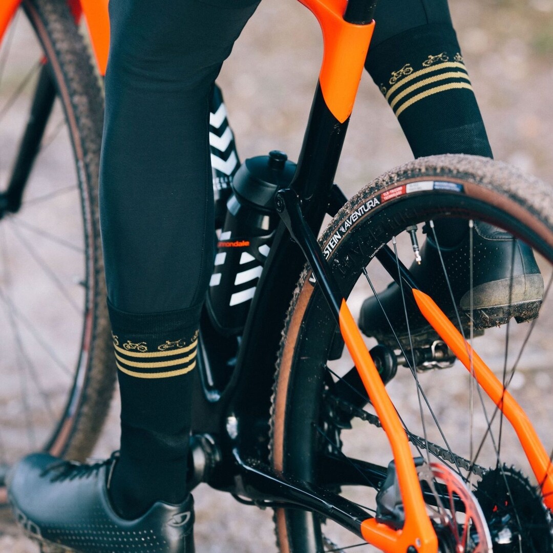 Snelle Sokken Fietssokken - Stripe print - goud