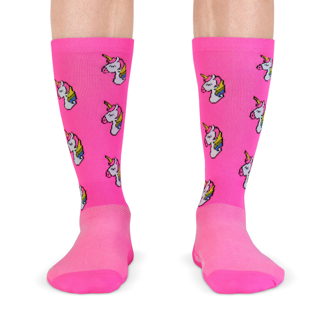 Snelle Sokken Fietssokken - unicorn print - roze