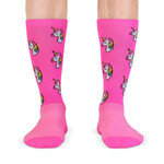 Snelle Sokken Fietssokken - unicorn print - roze