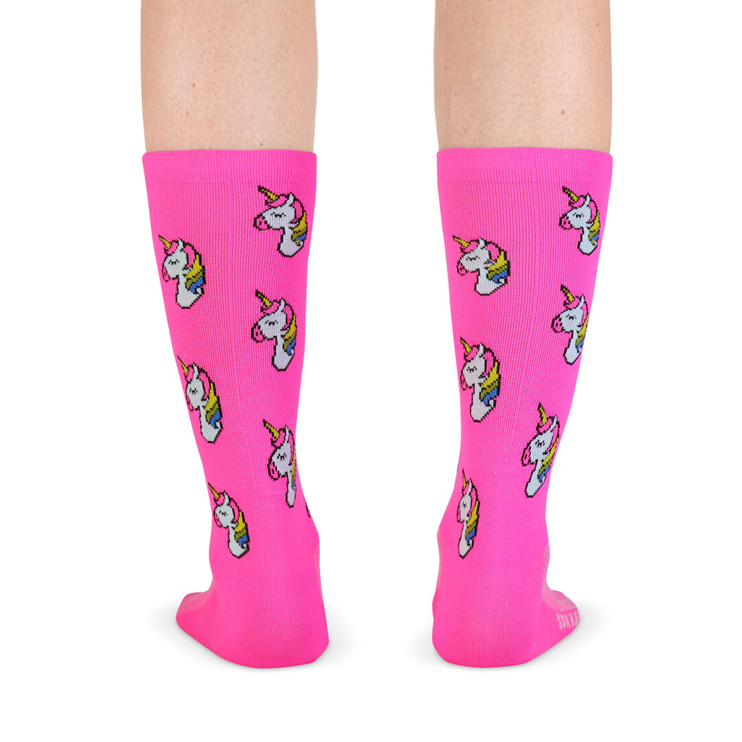 Snelle Sokken Fietssokken - unicorn print - roze