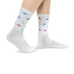 Snelle Sokken Fietssokken - Biker print - Wit