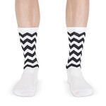 Snelle Sokken Fietssokken - Wave print - Wit/Zwart