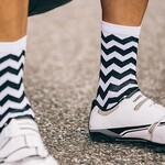 Snelle Sokken Fietssokken - Wave print - Wit/Zwart