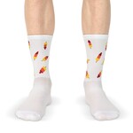Snelle Sokken Fietssokken - Ice cream print - Wit