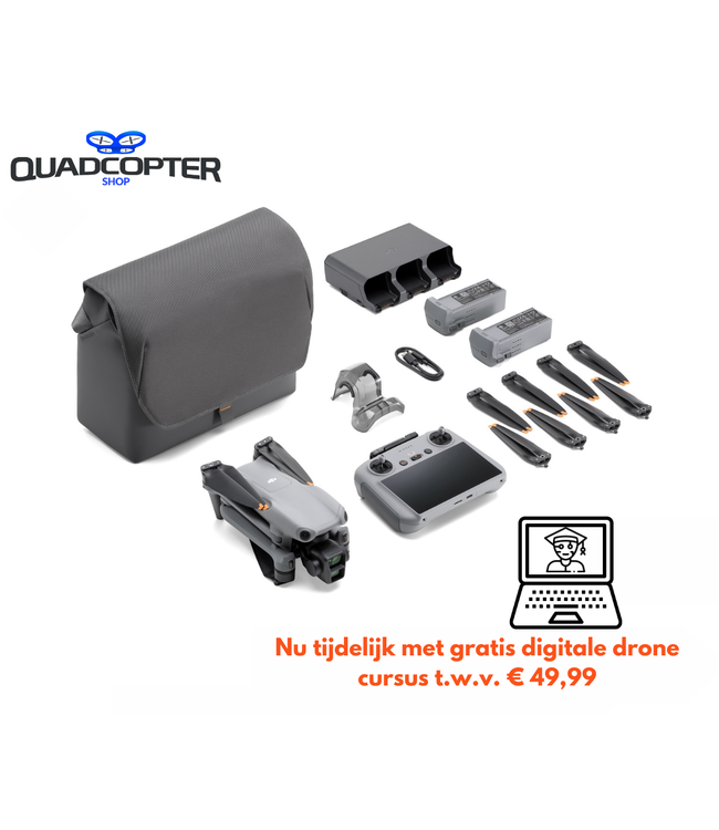 DJI Air 3S Fly More Combo + DJI (RC2) RM331 Smart Controller met gratis digitale drone cursus