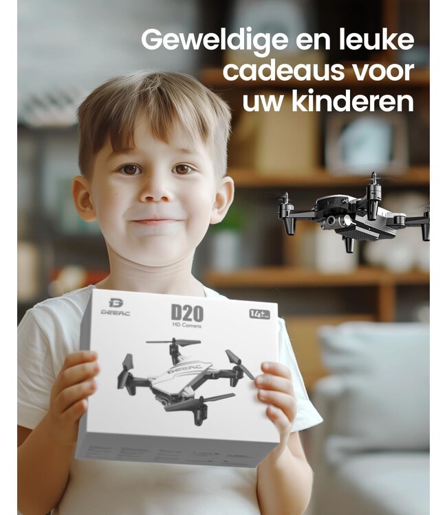 DeeRC D20 Mini camera drone - tap fly - altitude hold - hd camera - C0 label drone - met gratis extras 2e accu