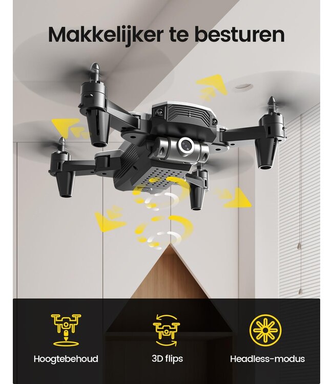 DeeRC D20 Mini camera drone - tap fly - altitude hold - hd camera - C0 label drone - met gratis extras 2e accu