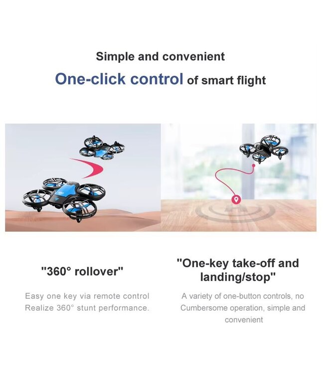 4DRC V8 blue compacte mini drone met camera fly more kit