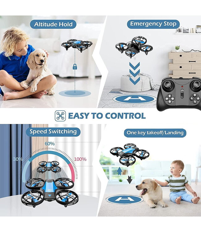 4DRC V8 blue compacte mini drone met camera fly more kit