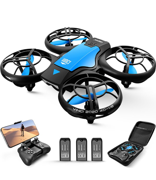 4DRC 4DRC V8 blue compacte mini drone met camera fly more kit