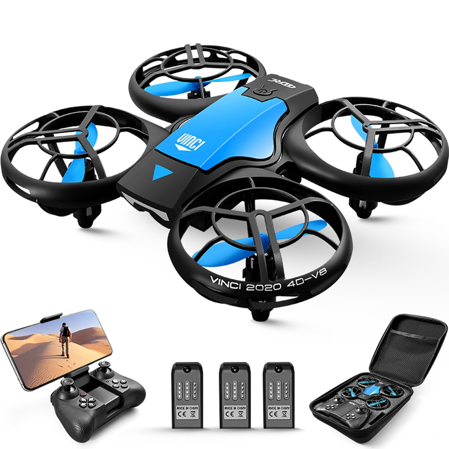 4DRC 4DRC V8 blue compacte mini drone met camera fly more kit afbeelding