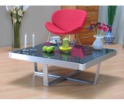 Design salontafel Newcastle met zwart glas en aluminium 