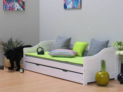 Wit tienerbed inclusief onderschuifbed en lattenbodems