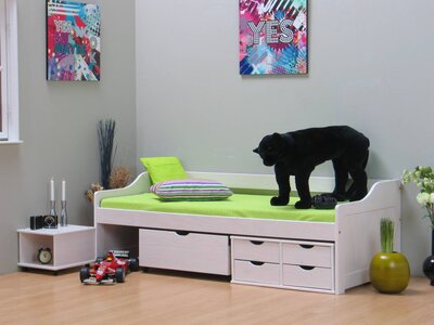 Floro bed wit tienerbed met opbergladen