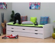 Tienerbed bedbank Ulli met laden wit 