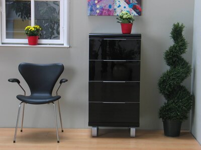 Milan 4 ladenkast commode zwart hoogglans