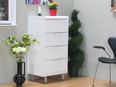 Milan 4 ladenkast commode wit hoogglans
