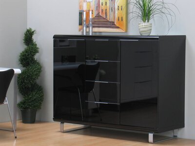 Milan hoge wandkast zwart hoogglans