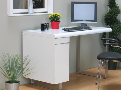 Design bureau schrijftafel wit hoogglans